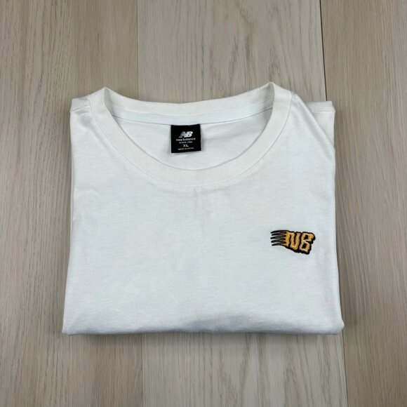 New Balance Mens White Graphic Print Crew Neck Athletic Tropic T-Shirt X-Large - Picture 1 of 14
